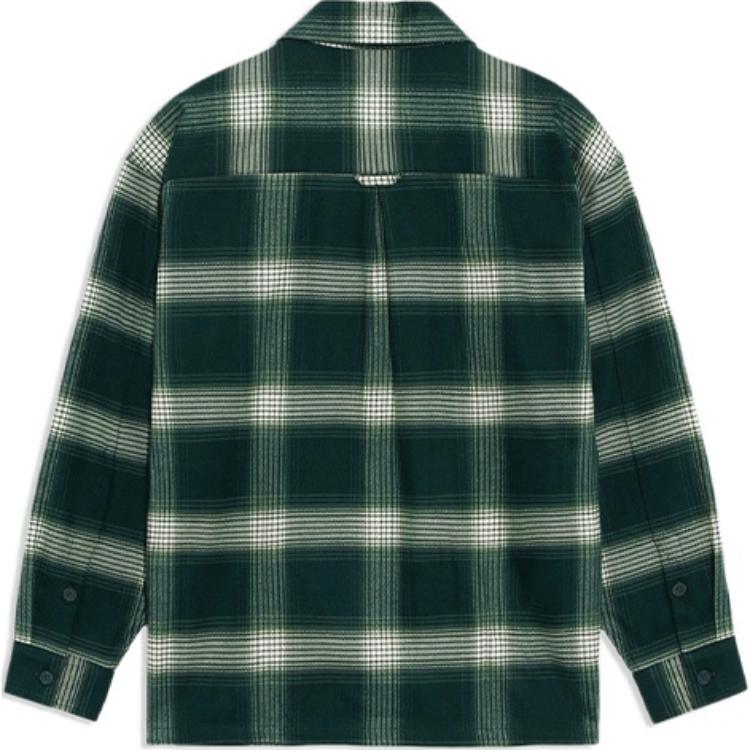 Li-Ning Badfive Basketball Series Plaid Loose Casual Long-Sleeve Shirt Men Tops Dark-Green ASHR195-1