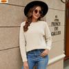 ZIMOXUAN Casual Round Neck Long Sleeve Solid Color Knitted Sweater for Women