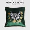 Medicci Home Vintage Cushion Cover Red Wine Velvet Plant Animals Honeybee Embroidery Throw Pillow Case Luxury Living Room Decor