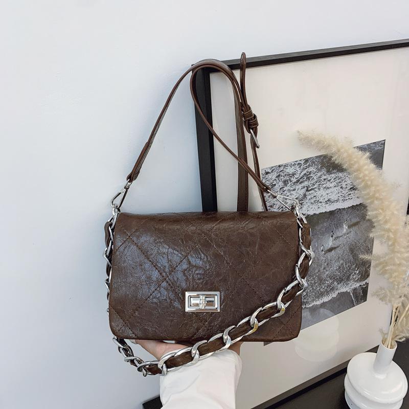 Rhombus chain shoulder commuter bag women's summer new high-end messenger small square bag