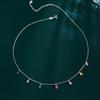 Chic Boho Colorful Water Drop Zircon Pendant Chain 925 Sterling Silver Necklace for Women Beach Vacations Birthdays Festivals