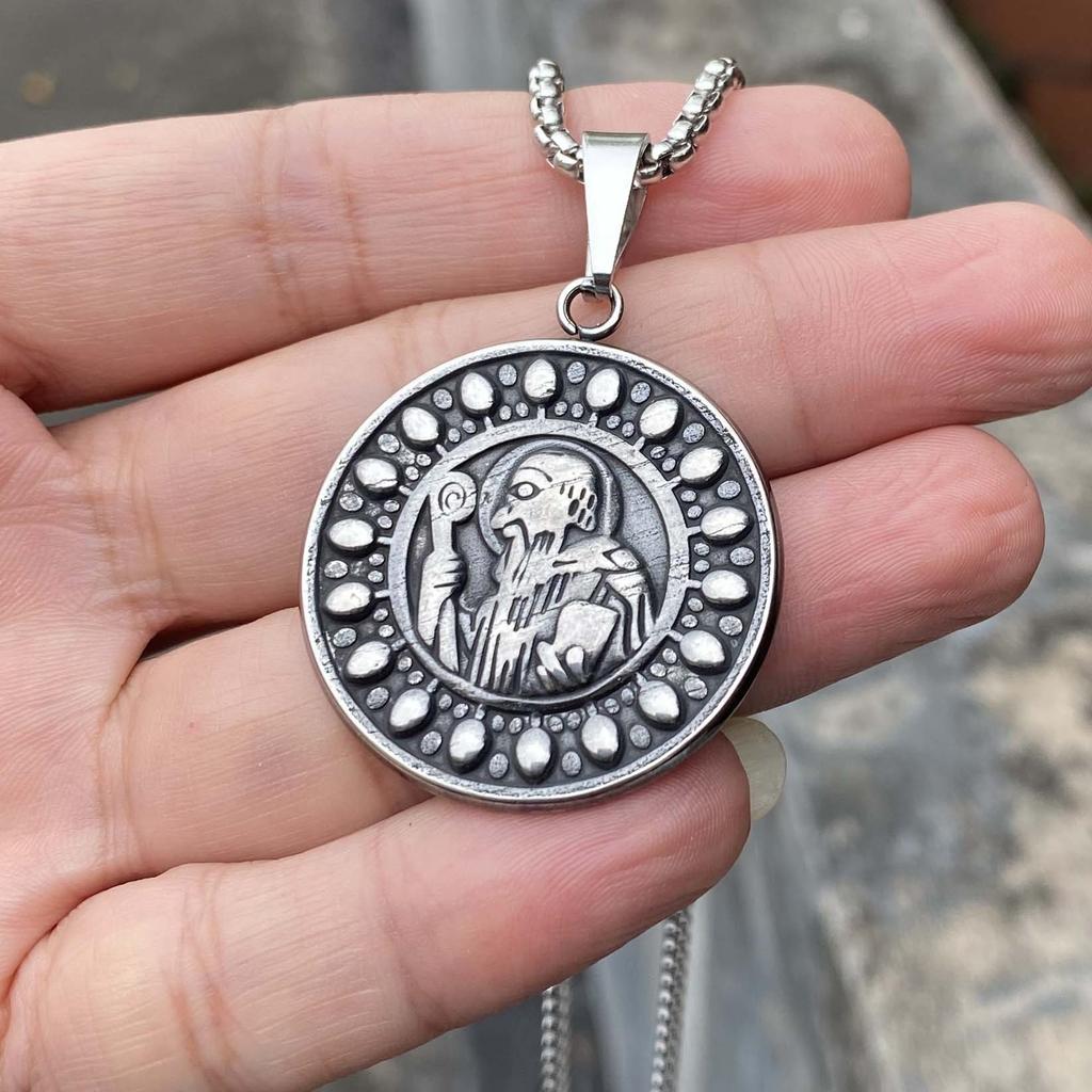 Necklace Retro Mage Round Brand Trend Hip-hop Punk Pendant