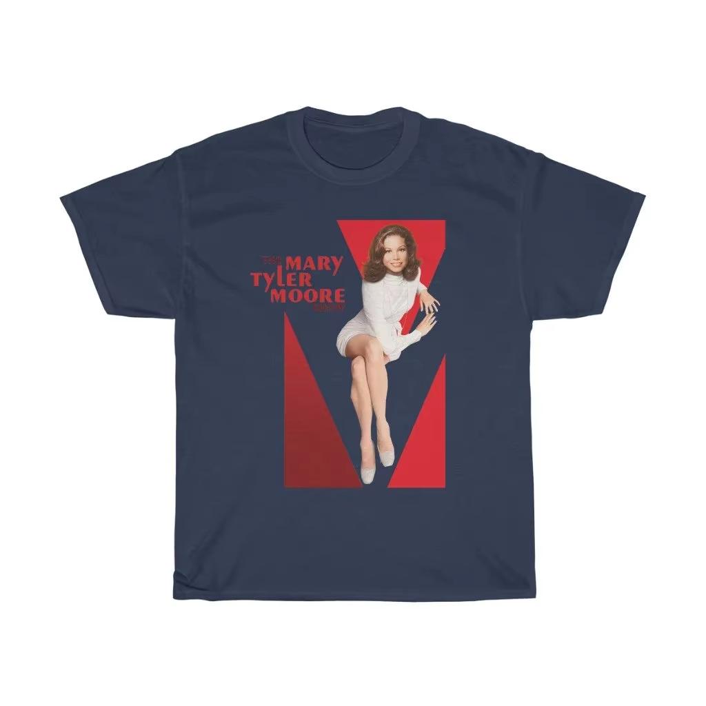 

Mary Tyler Moore TV Show Comedy Television Black Navy White TShirt Summer Unisexs and Womens Loose and Breathable Tshirt Top S