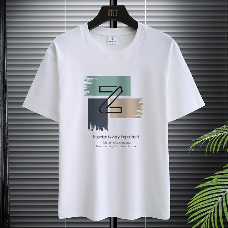 Simple Graphic Tshirt for Men Plus Size Round Neck Tee Shirts Pure Cotton Harajuku Tops Male Clothing Summer New Short Sleeve
