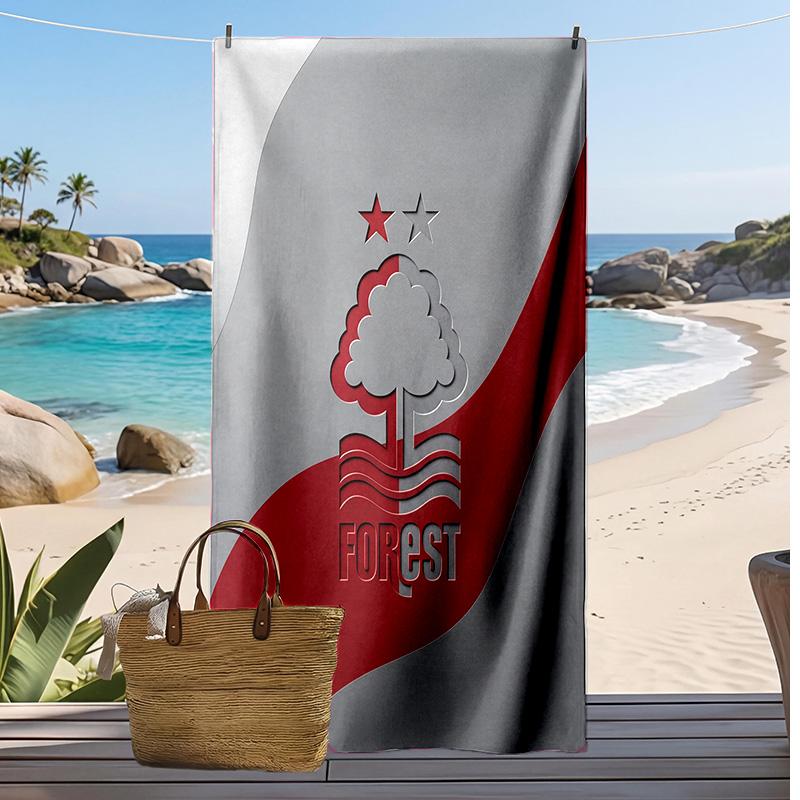 Nottingham Forest Football Print Beach Towel, Large Soft Quick Dry Towel for Beach Camping Swimming