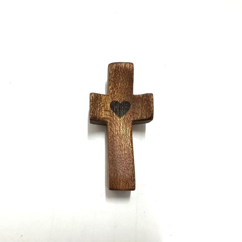 Black Walnut Thumb Cross – Handheld Solid Wood Craft for Easter, Church, Palm Prayer Piece