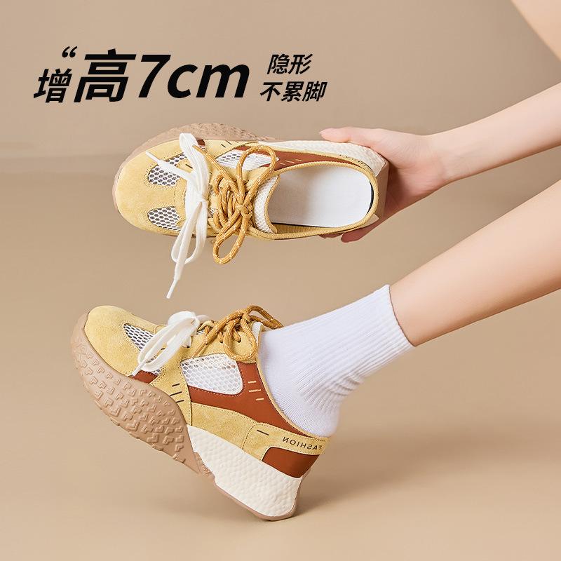 Mesh breathable thick-soled women's shoes, soft soles are not tired feet, spring and summer new height-increasing shoes for women