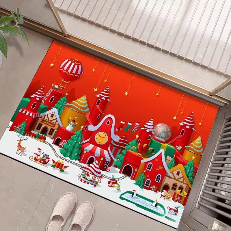 Merry Christmas Snowman Red Carpet Party Festival Living Room Sofa Bedroom Bedside Study Entrance Door Rug Non-slip Decor Mat