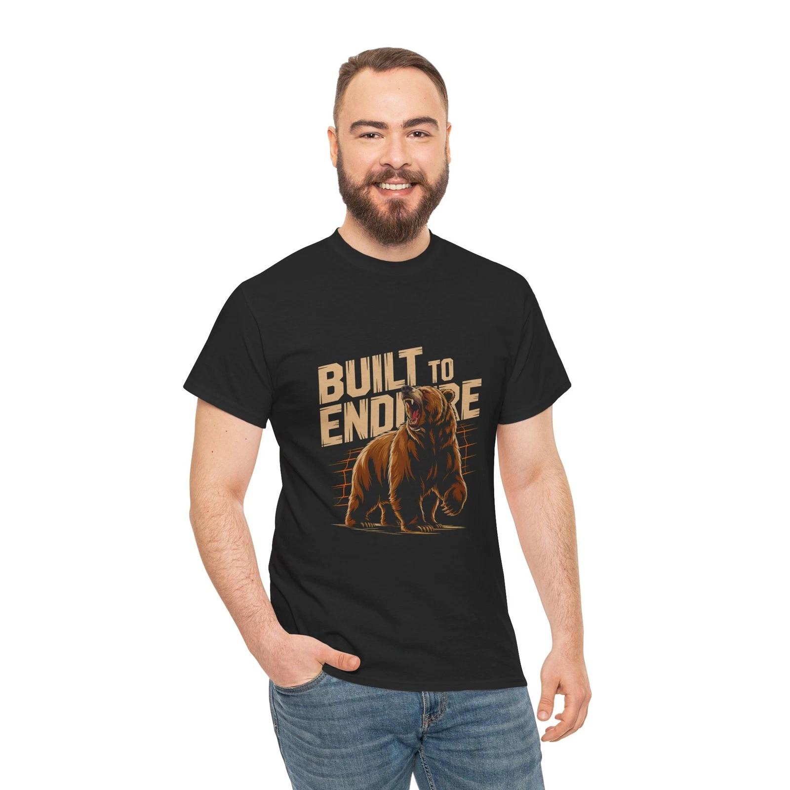 Built To Endure Grizzly Bear Wildlife Art Montana Wilderness Animal T-Shirt M
