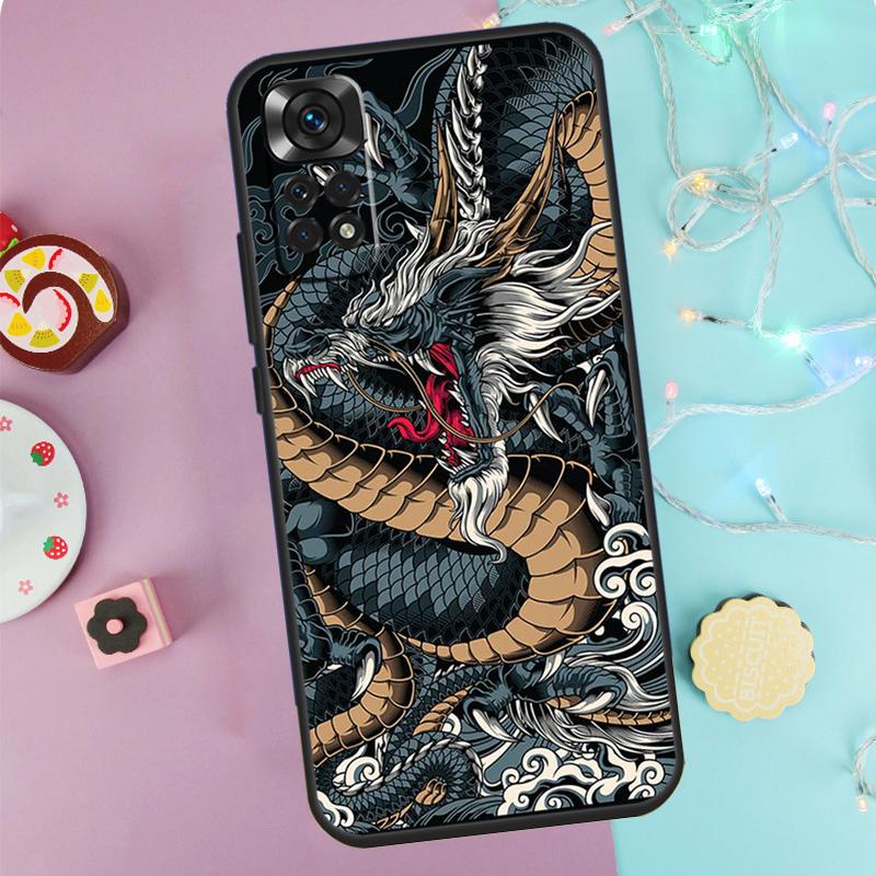 Japanese Dragon Style Case For Xiaomi Redmi Note 9 10 11 12 13 14 Pro 9S 10S 11S 12S Redmi 14C 10C 12C 13C Cover