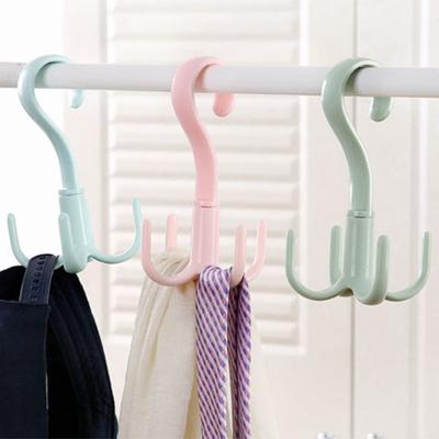 Rotary Hook Four Claw Multi-functional Wardrobe Bag Hook Plastic 4 Claw Silk Scarf Tie Hook Storage Rack Hook