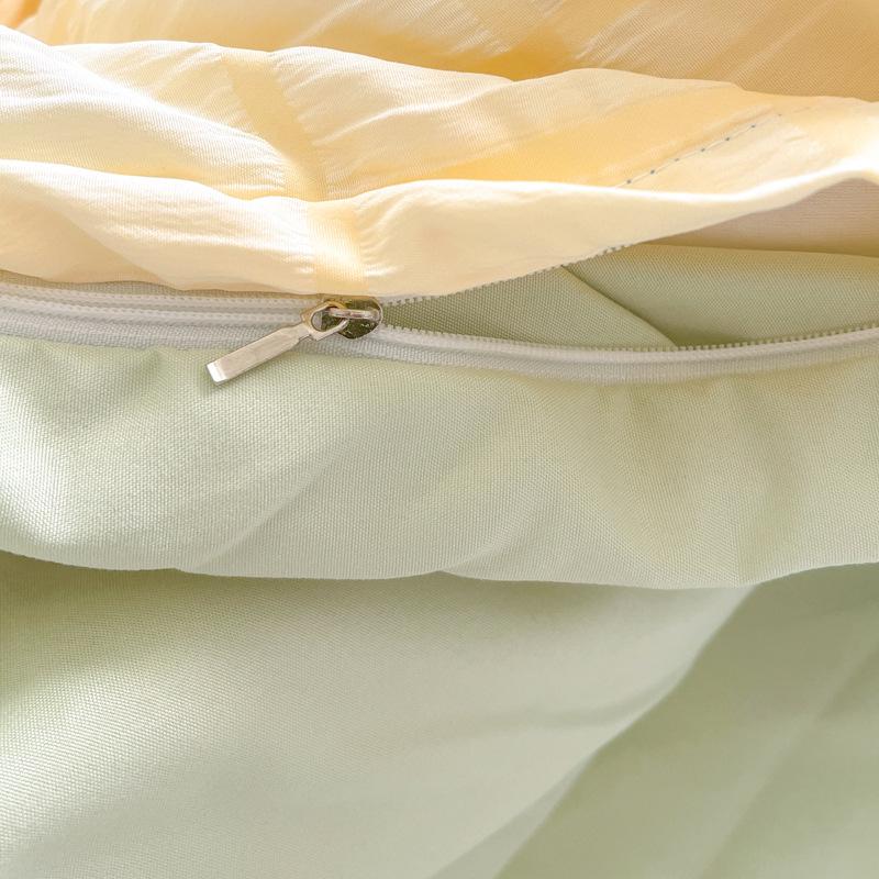 Korean Style Seersucker Cotton 4-Piece Bed Set - Girlish Duvet Cover & Sheet for Dorms (3-Piece)