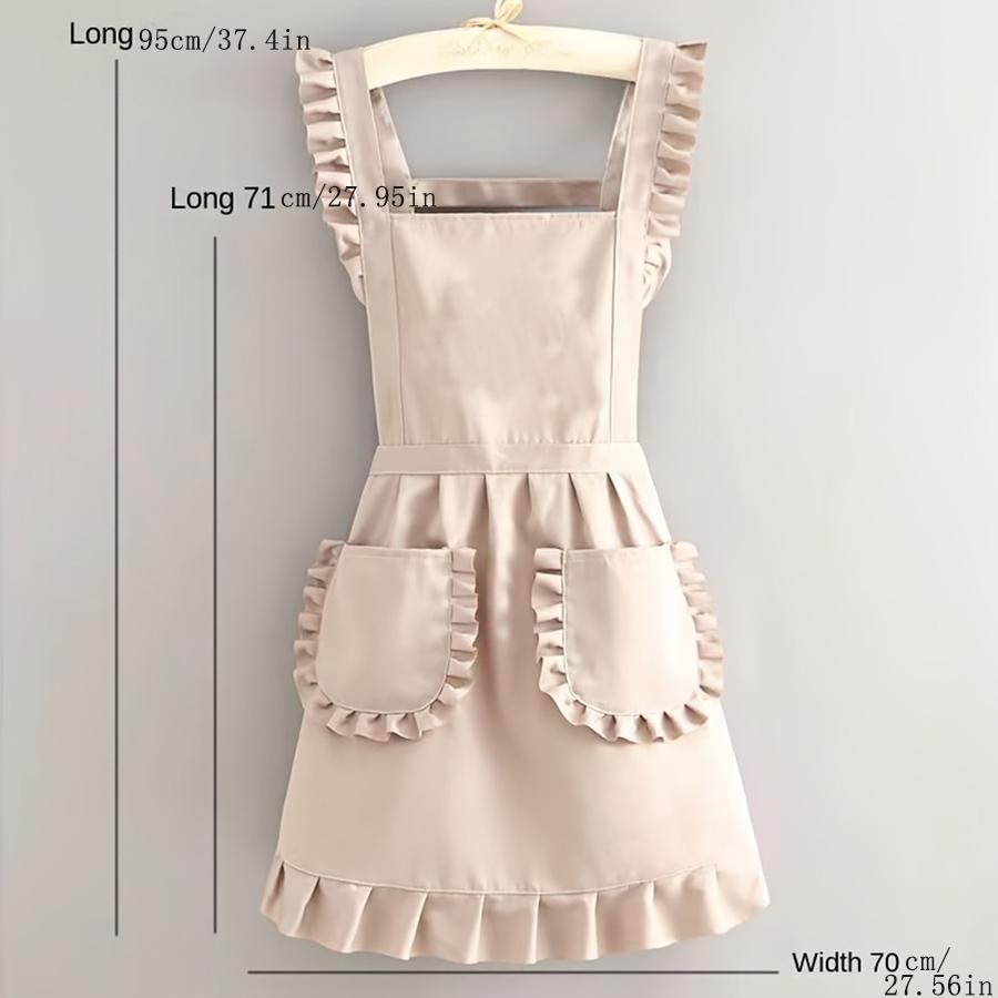 1 Stilvolle Koreanische Mode Schürze Prinzessin Schürze Leinwand Wasserdicht Esszimmer Schürze Mit Taschen Polyester Schürze Für Frauen Einfach S