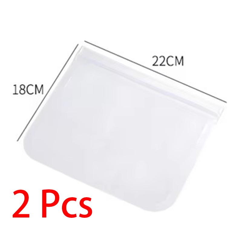 2Pcs Silicone Food Storage Containers Leakproof Fresh-keeping Sealed Freezer Bags Stand Up Zip Shut Bag Fresh Pouch Reusable