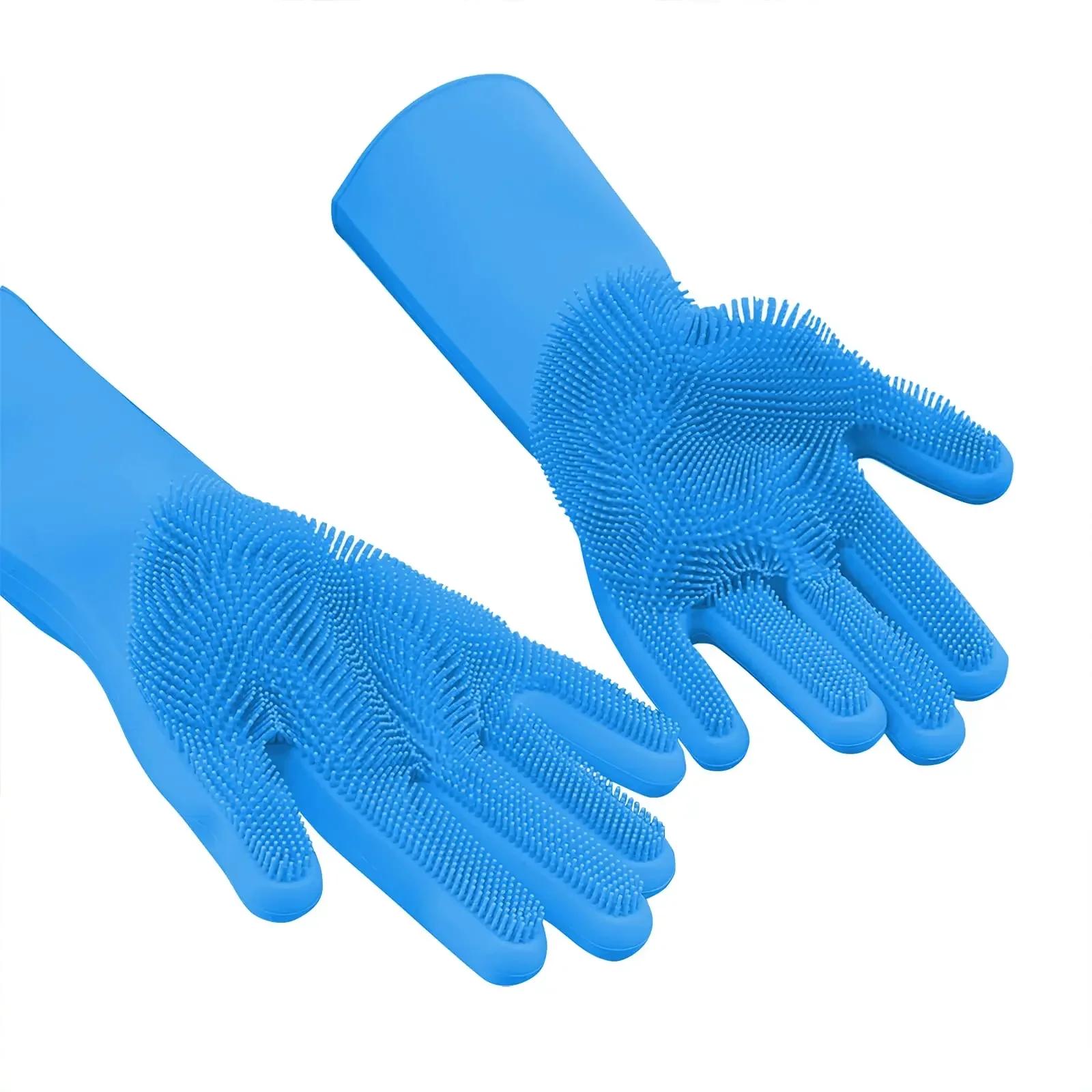 

Pet Bath Massage Hair Removal Gloves High Quality Silicone Hair Removal Comfortable Clean Anti-Bite Gloves Dog Bath Gloves синий