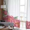 Aquarell Posy Zweig mit Pfingstrosenpflanzen Weiße Chiffon Transparente Vorhänge Wohnzimmer Schlafzimmer Fenster Voiles Tüllvorhang