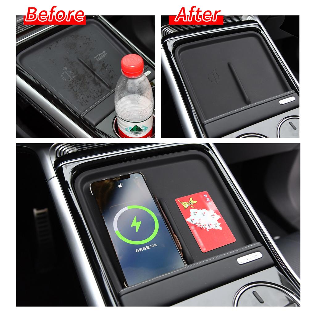 Protiskluzová podložka pro Xpeng G9 Podložka na telefon do auta Silikonové auto interiérové doplňky Držák na pohár Krabička Černá