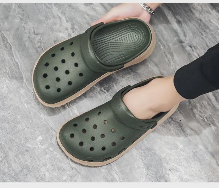 Męskie transgraniczne antypoślizgowe sandały z zakrytymi palcami z grubą miękką podeszwą na lato do użytku na zewnątrz i na plaży.