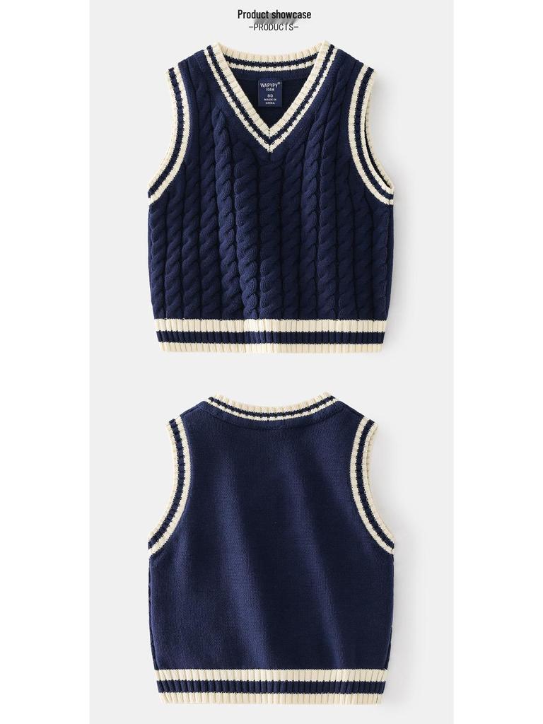 Chłopięcy dzianinowy top bez rękawów sweter - Kolekcja wiosna/jesień 2025 dla dzieci