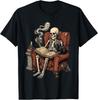 Funny Skeleton Reading Book Cat Coffee Halloween Gothic T-Shirt Unisex T-Shirt