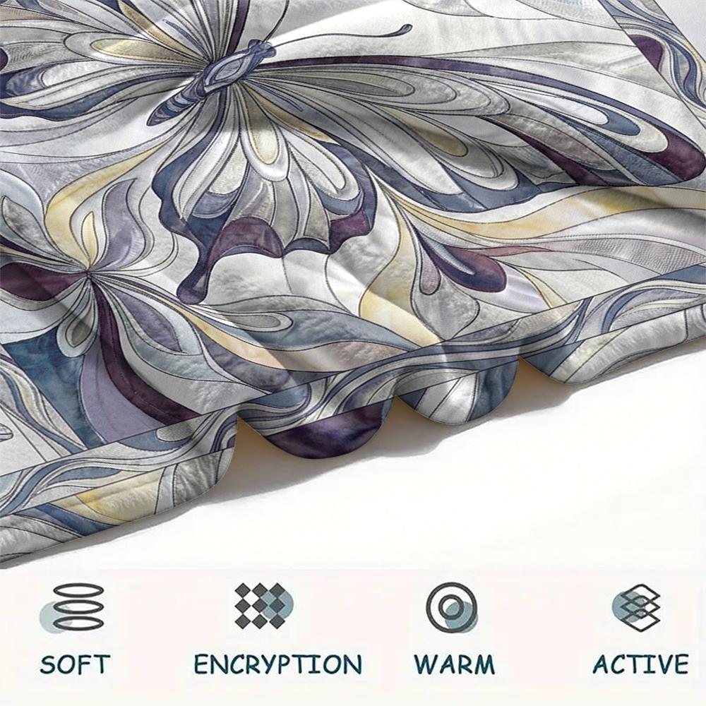 Modern Butterfly Print Flannel Blanket, High quality Comfortable for All Seasons, Home Decor, Warmth and Comfort, Perfect for Christmas Gifts78