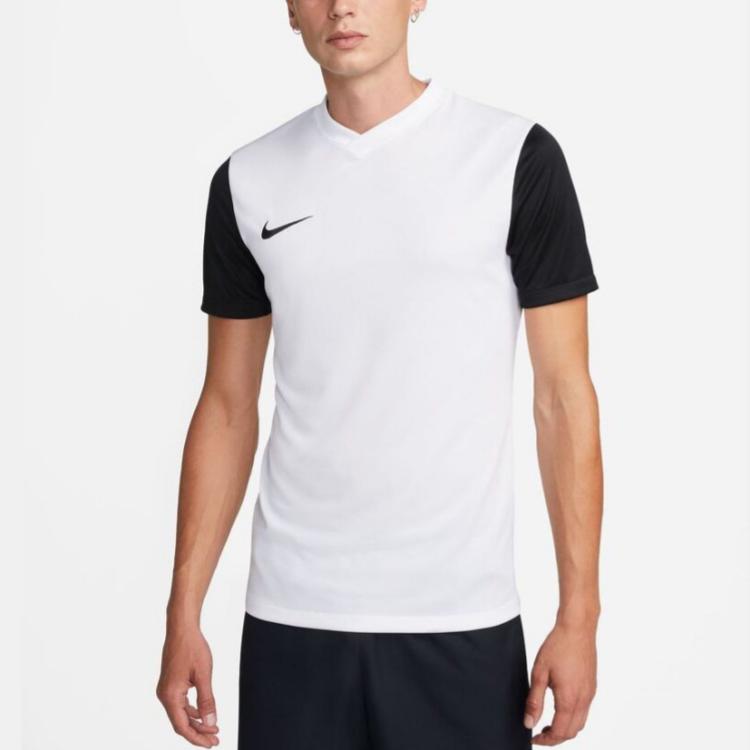 Nike Logo Print Colorblock V-Neck Short Sleeve T-Shirt Men Tops White DH8035-100