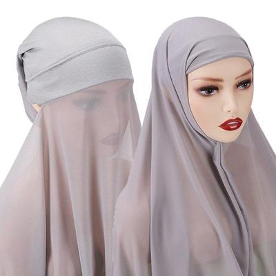 Women Chiffon Hijab Scarf Head Wrap Solid Instant Shawls Muslim Hijabs