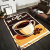 Retro Coffee Themed Carpet with "In Coffee We Trust" Design Suitable for Use As an Anti-slip for Living Room Bedroom Sofas