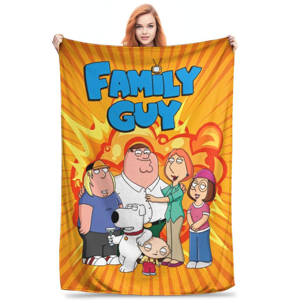 Families Guys Peter Griffin Fleece Throw Blankets Cartoon Funny TV Blanket for Home Bed Lightweight Outdoor Breathable