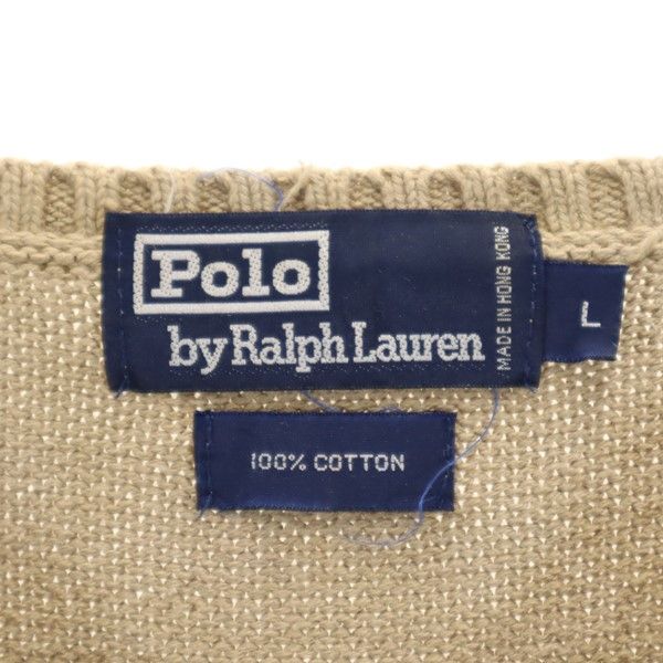 Polo by Ralph Lauren 90s Old Long sleeve V-neck cotton sweater L knit Men's Used