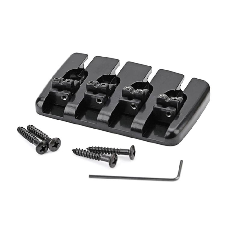 Metal Fixed Hardtail Saddle Bridge with Wrench & Screws for 4 String Guitar Bass