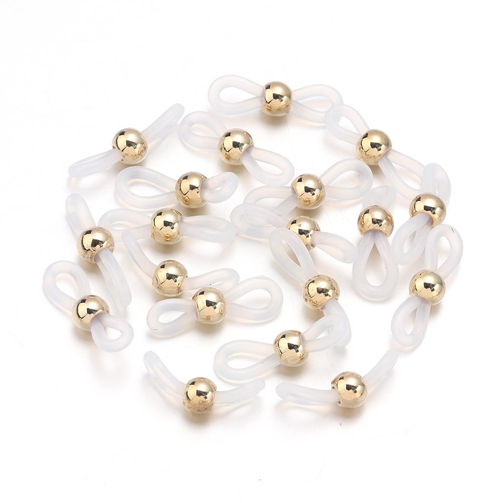 50pcs Eyeglass Chain CCB Beads Adjustable Silicone Rubber Ends Connectors For DIY Eye Glasses Sunglasses Holder Jewelry Making