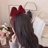 Women's French Velvet Red Bow Headband - Christmas & New Year 2024, Perfect for Autumn/Winter Outings