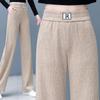 Women's Spring 2025 Slim Wide-Leg Plus Velvet Pants - Thickened, Slimming, Fashionable, Versatile, Drape Straight-Leg Casual Wear