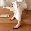 Stylish and Easy To Wear! Silver Color Matching Set Toe Cool Slippers Women's 2025 Summer Low-heeled Muller Shoes