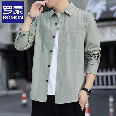S Men's 100% Cotton Long-Sleeve Casual Shirt