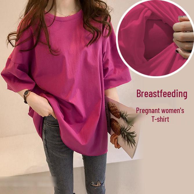 Summer Maternity & Nursing Tops: Loose Fit for Late Pregnancy