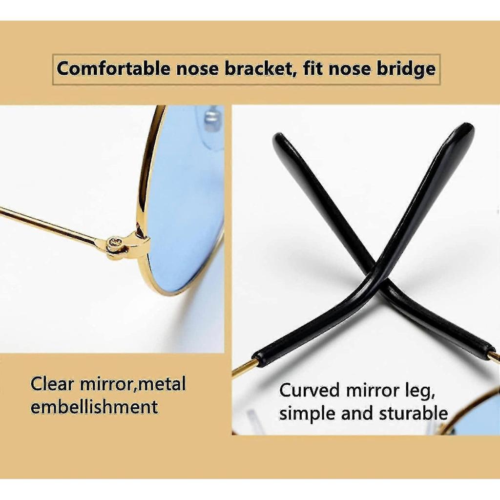 6pcs Round Metal Frame Glasses Retro Hippie Style Multicolor Sunglasses, John's 60s Style Glasses Accessories (gold Frame)