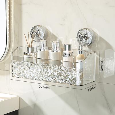Étagère à ventouses motif glacier style luxe léger, support de rangement à ventouses pour salle de bain, boîte de tri sans perçage