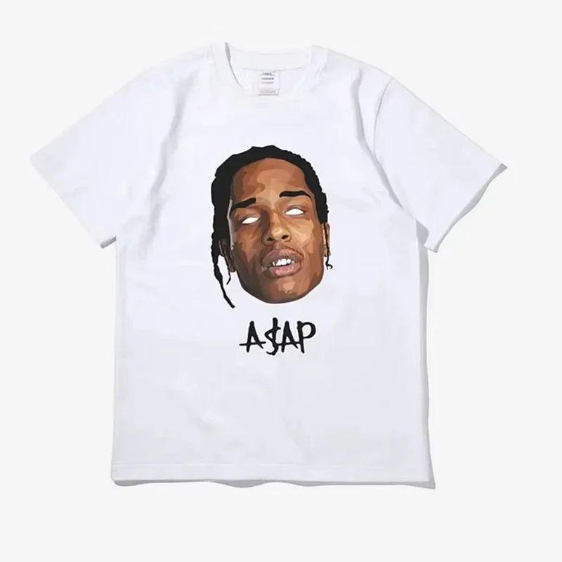 HIP HOP High Street Gothic Tees AAP Portrait Casual Harajuku Tops ASAP ROCKY Shortsleeved Tshirt Unisex
