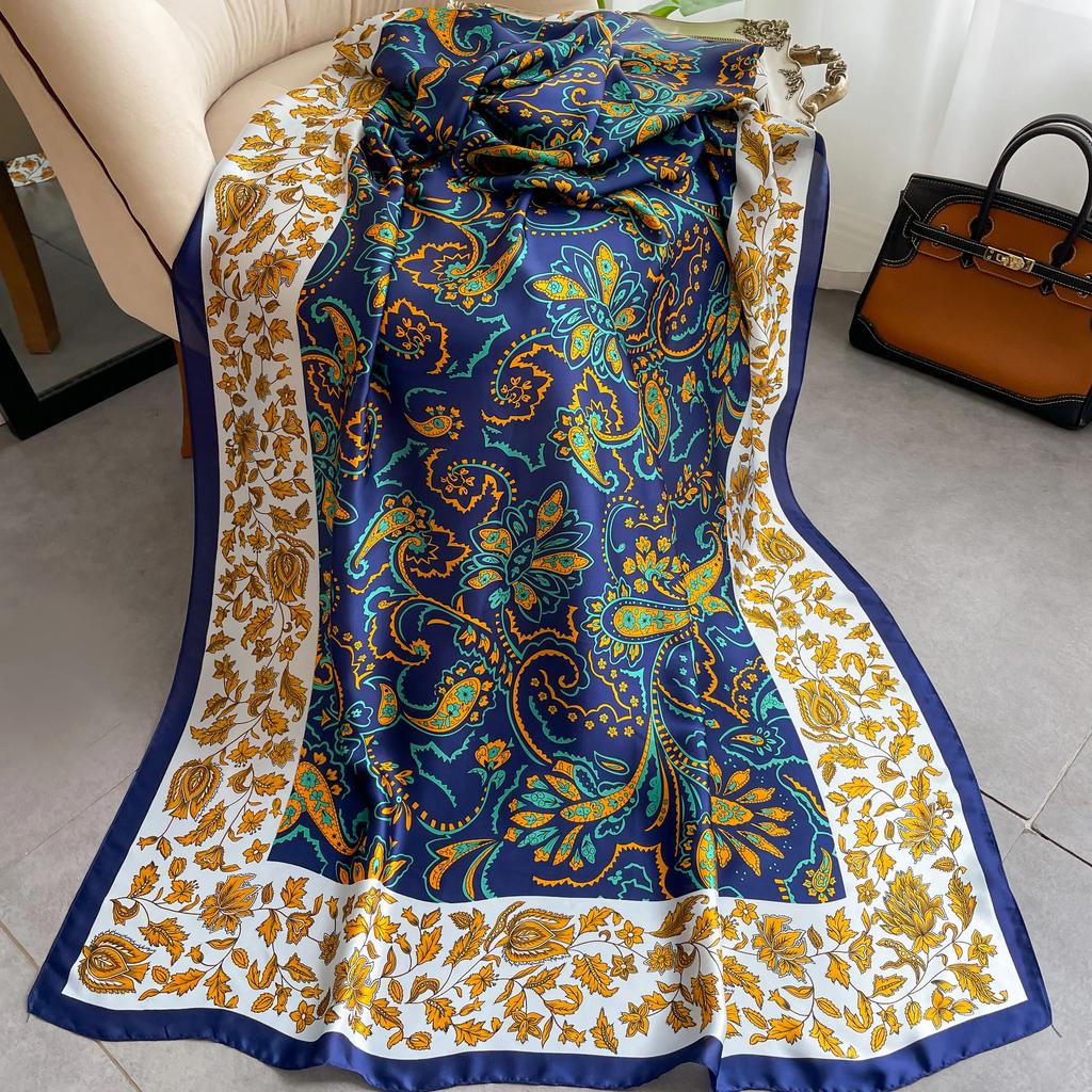 Four Seasons Latest Scarf Women's Luxury Design Scarf Silk Smooth Scarf Soft Muslim Headscarf Beach Sun Protection Shawl