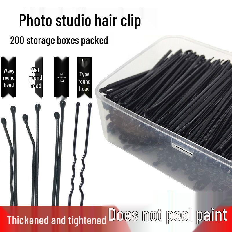 Black U-Shaped Hairpin Clip for Thick Hair - Bun Fixation Hair Accessory