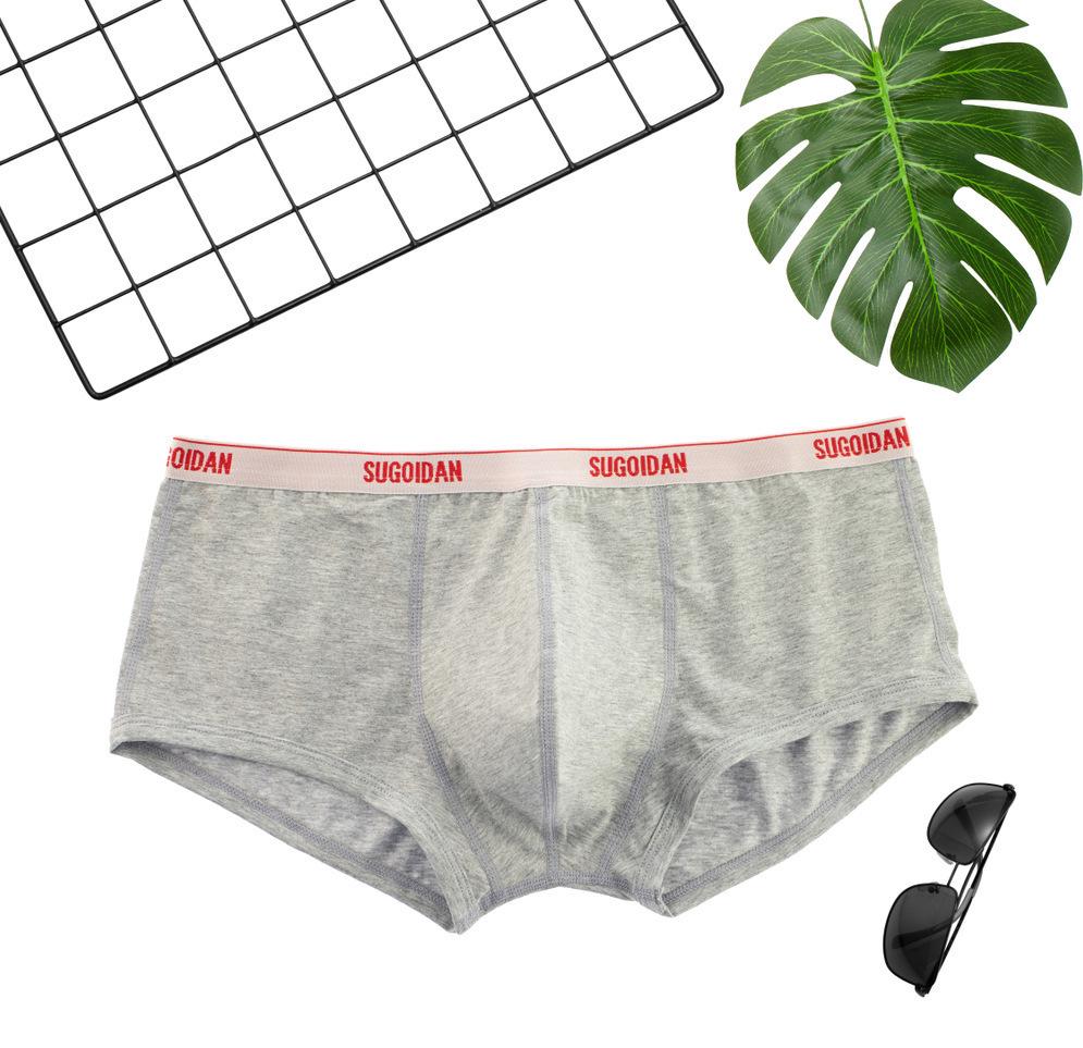 Men's Red Low-Waist Cotton Sport Boxer Briefs - Stylish, Breathable, and Comfortable.