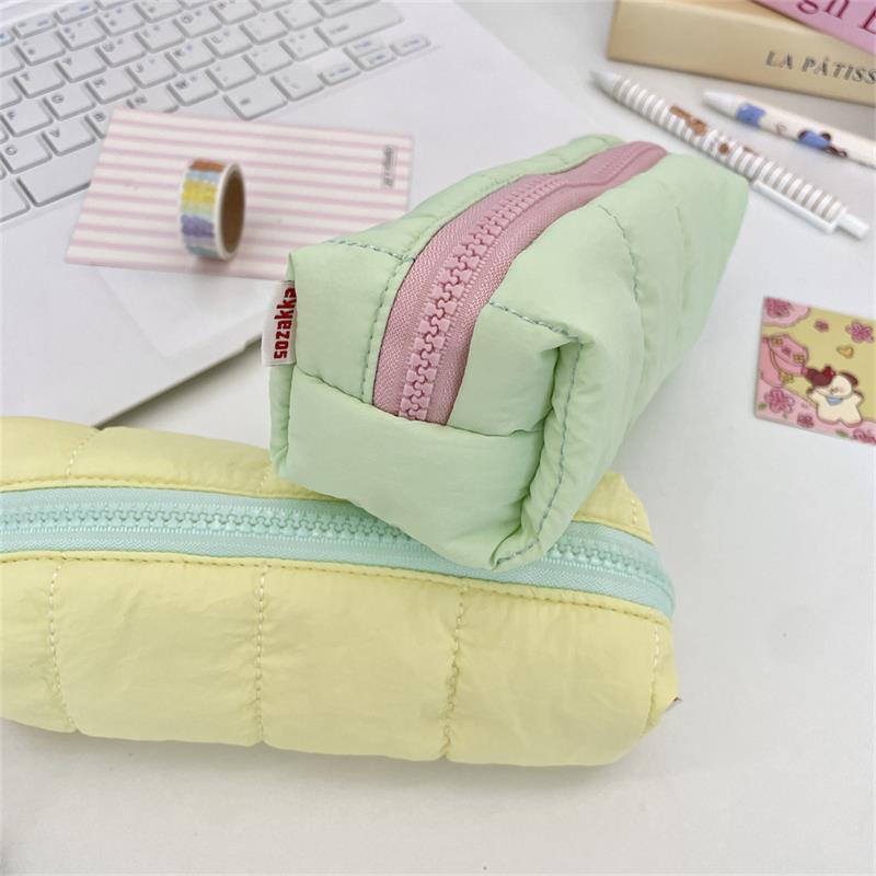 Cute Cotton-Filled Pencil Case Pen Bag Large-Capacity Student Stationery Storage Bag Portable  Girly Cosmetic Bag Gifts