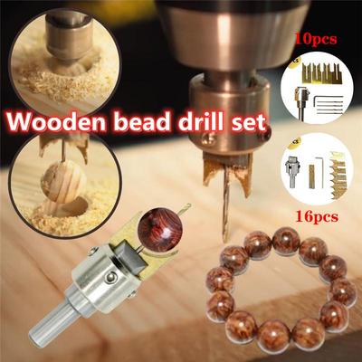 10/16pcs Wooden Bead Drill Bit Set, Ball Bead Milling Cutter Bit, Wooden Bead Opening Bracelet Manufacturing Kit, Ring Jewelry Manufacturing Drill Bit