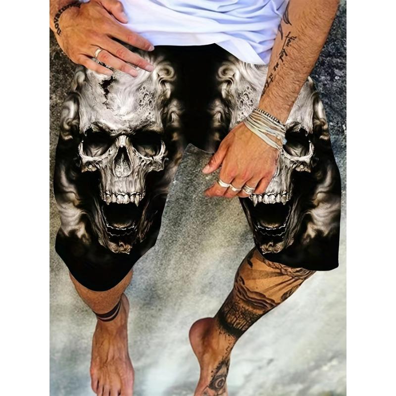 Summer Men Fashion Trend Shorts 3D Skull Graphic Shorts Summer Clothing Vacation Shorts Male Quick Drying Shorts Beach Shorts
