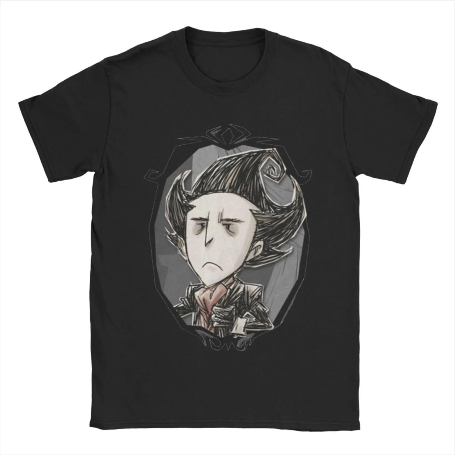 

Vintage Dont Starve Together Game T-Shirt Round Neck Short Sleeve Top Tee Cotton Summer Clothes S чёрный