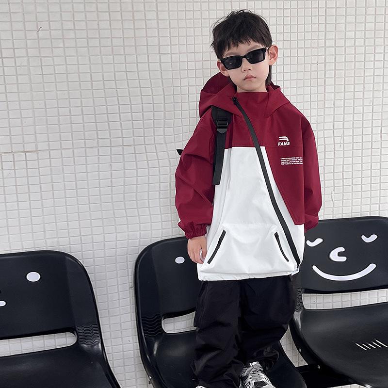 Autumn Clearance: Kids' Korean Style Color Block Hooded Windbreaker