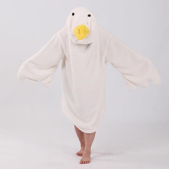 Gås Filt Hoodie Onesie Oversized Bärbar Filt Hoodie med Ärmar för Vuxna Barn Varm Mysig Flanell Sovsäck