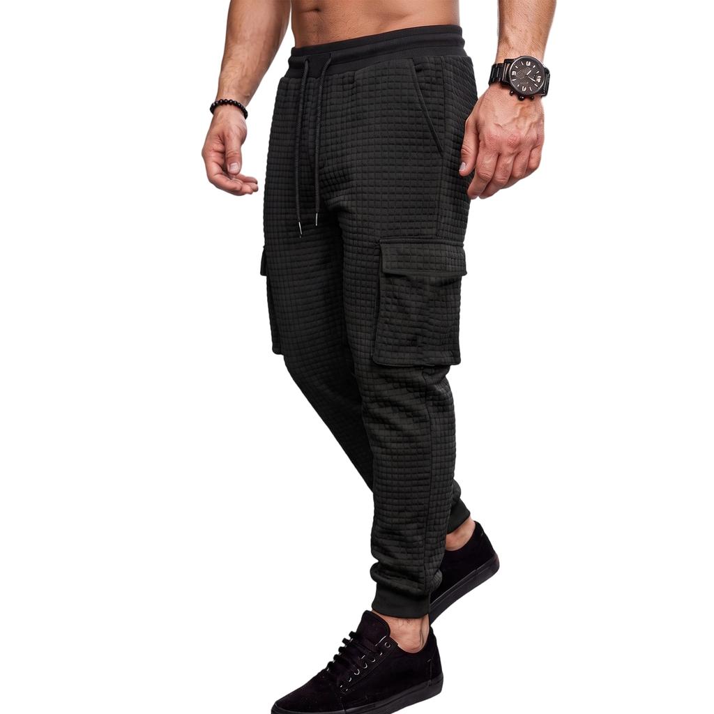 Herre cargo joggingsbukser med tekstur og smalle, afslappede, sporty bukser
